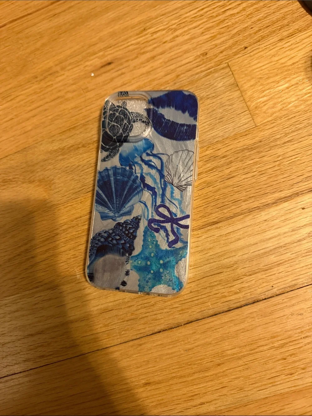 Clear Blue Seashell & Starfish Phone Case - Blue Coastal Design